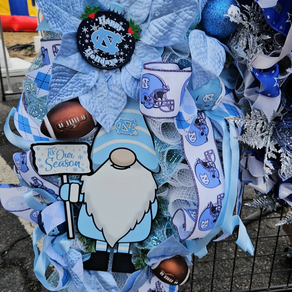 Festive Blue and White Holiday Wreath